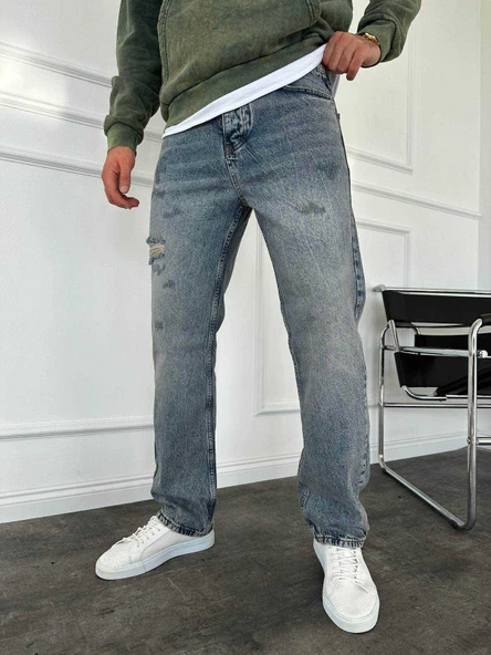 Yırtık Detay Yıkamalı Baggy Jean ürün görseli 1