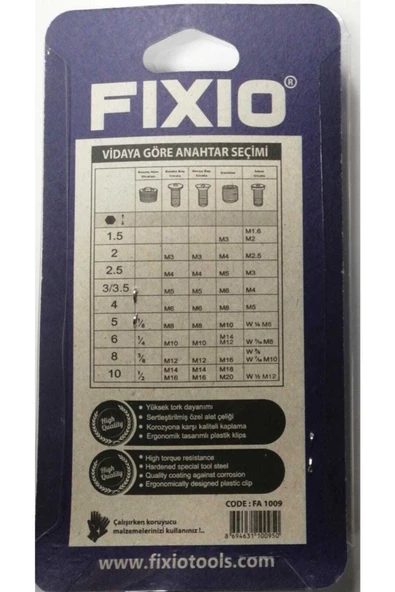 Fıxıo Kısa Allen Anahtar Seti 9 Parça Fa 1009 - Resim 2