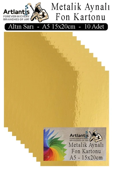 Metalik Aynalı Fon Kartonu 10 lu A5 15x20 cm 1 Paket Okul Sınıf Dekoratif Pırıltılı Folyo Kağıt Dekoratif Anasınıfı Kreş ürün görseli 1