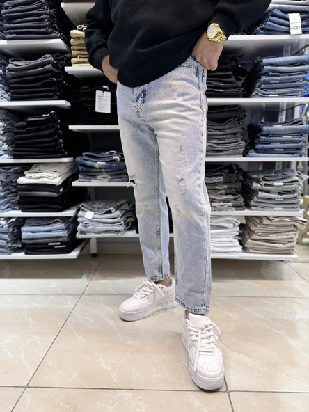 Yırtık Detay Karbeyaz Boyfriend Jean Csl 090 ürün görseli 1