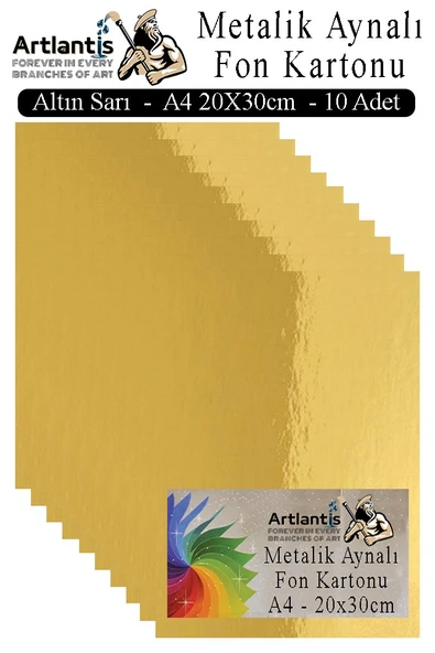 Metalik Aynalı Fon Kartonu 10 lu A4 20X30 cm 1 Paket Okul Sınıf Dekoratif Pırıltılı Folyo Kağıt Dekoratif Anasınıfı Kreş ürün görseli 1