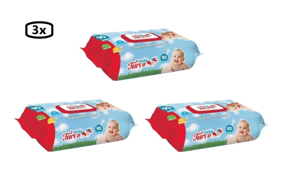Baby Turco Islak Bebek Havlusu-(Islak Mendil)-90'lı X 3 Adet ürün görseli 1
