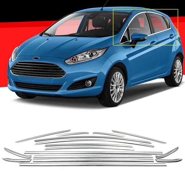 Ford Fiesta Mk7 16 parça Cam Çerçevesi Kromu 2019+ sonrası modeller ürün görseli 1