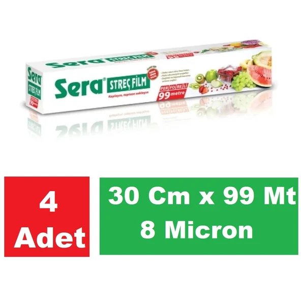 Sera Streç Film 30 Cm x 99 Mt 8 Micron x 4 Paket ürün görseli 1
