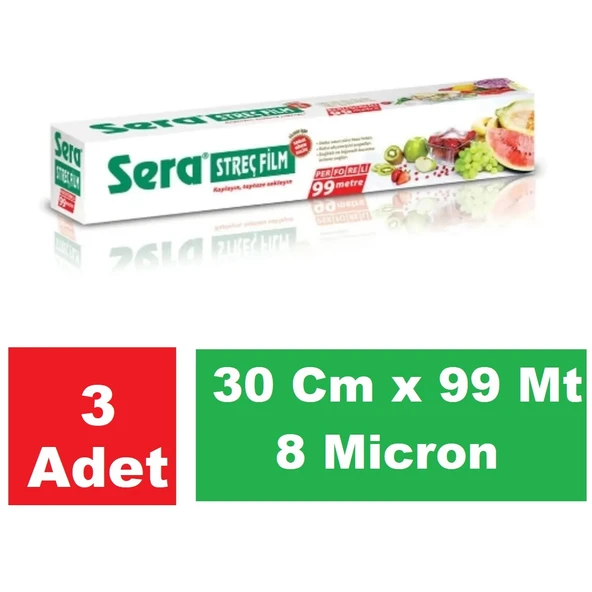 Sera Streç Film 30 Cm x 99 Mt 8 Micron x 3 Paket ürün görseli 1