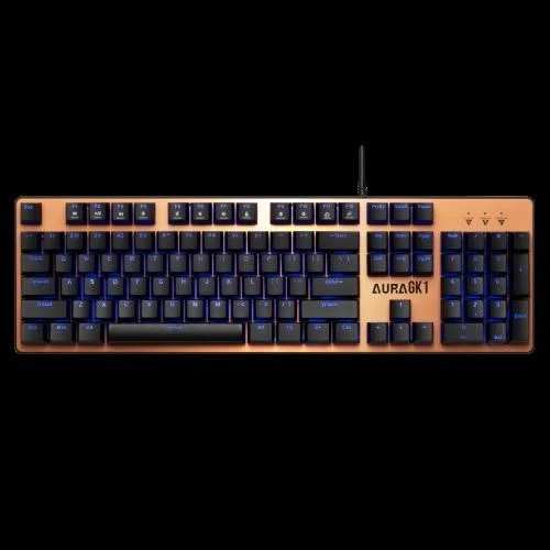 GAMDIAS AURA GK1, USB Kablolu, İngilizce,  Çok Renkli Arka Aydınlatma, Red Mekanik Switch, Bronze Edition, Gaming Klavye ürün görseli 1