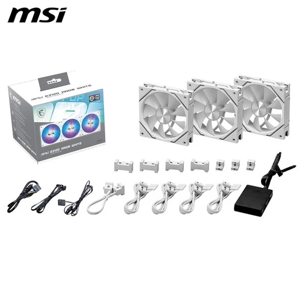 MSI MPG EZ120 ARGB-W KASA FANI+KONTROL ÜNİTESİ BEYAZ 3-lü paket ürün görseli 1