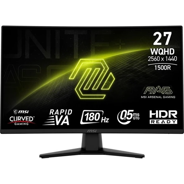 MSI 27" RAPID VA MAG 274CQF 0.5MS 180HZ HDMI-DP KAVISLI GAMING MONİTÖR 2560X1440 ürün görseli 1