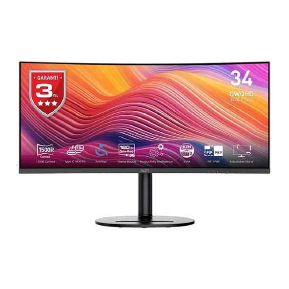 MSI 34" IPS MODERN MD342CQP 1MS 120HZ HDMI-DP KAVISLI GAMING MONİTÖR 1920X1080 ürün görseli 1