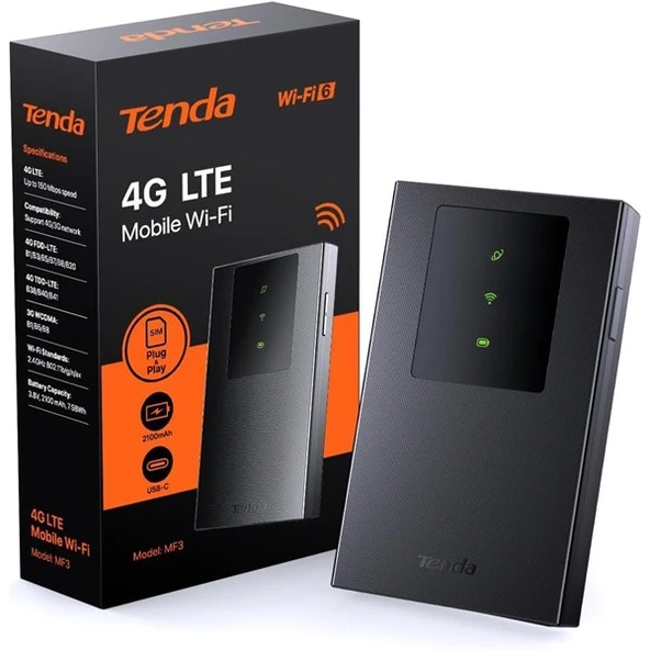 TENDA MF3 4G LTE WIFI6 BATARYALI TAŞINABİLİR MOBİL ROUTER ürün görseli 1