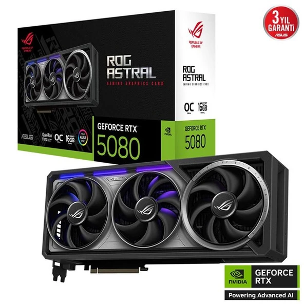 ASUS 16GB ROG ASTRAL RTX5080-O16G GAMING GDDR7 256bit HDMI-DP PCIE 5.0 ürün görseli 1