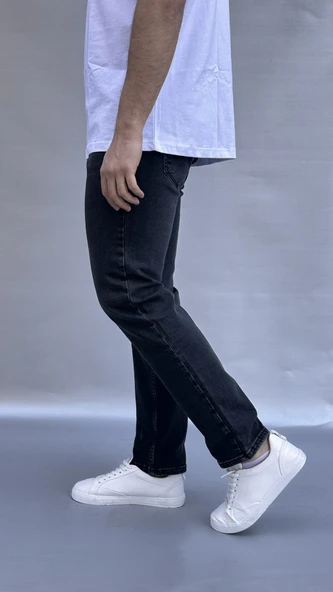 Yıkamalı Siyah Regular Fit Jean - Resim 2