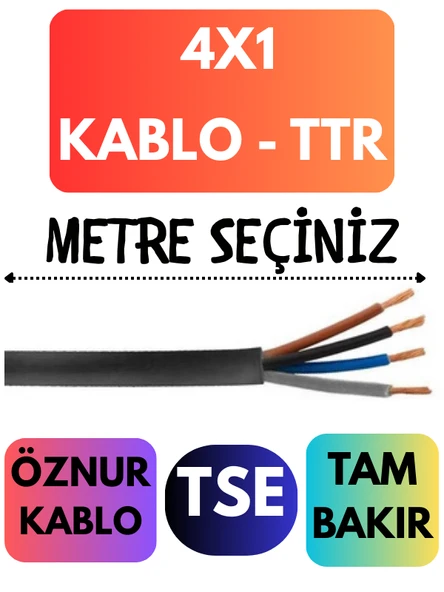 Öznur 4X1 TTR Kablo Metre Seçenekli (Siyah) ürün görseli 1