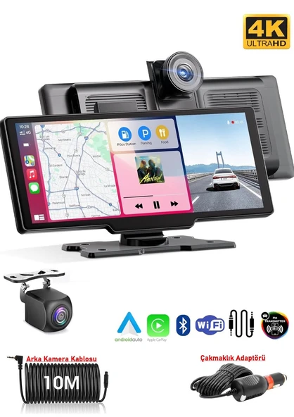 MPIA CP10  Carplay Android Uyumlu 10.2 İnç Büyük Ekran Tak Çalıştır 4K Ön/Arka Çift Kameralı Araç Ekranı ürün görseli 1