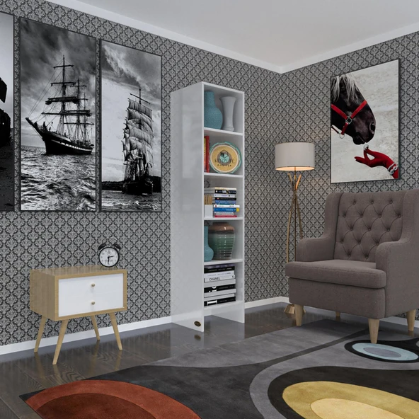 Kenzlife kitaplık belverede byz 180*39*39 raflı arkalıksız klasörlük mutfak dolabı ürün görseli 1