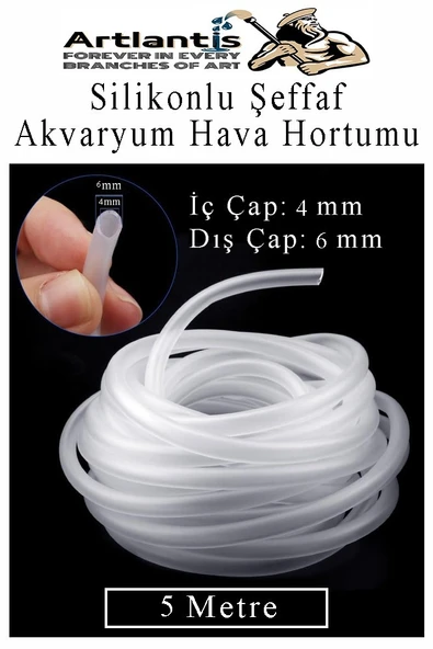 Silikonlu Şeffaf Akvaryum Hava Hortumu 5 Metre İç Çap 4mm Dış Çap 6mm Deney Fıskiye Kauçuk Hortum Yağ Hava Pompa Borusu ürün görseli 1