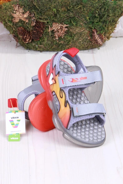 Vicco 332.P25Y.256 Jack Gri Rahat Esnek Işıklı Erkek Çocuk Sandalet ürün görseli 1