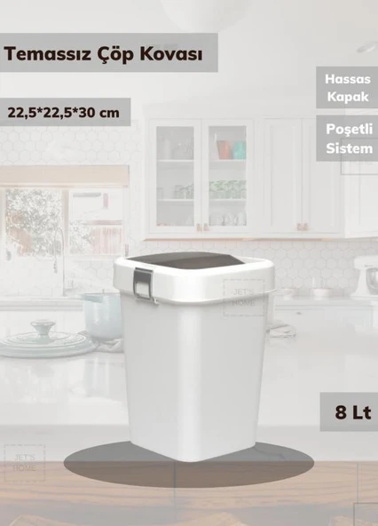 Çöp Kovası Tezgah Üstü Çöp Kutusu Beyaz 8 Litre ürün görseli 1