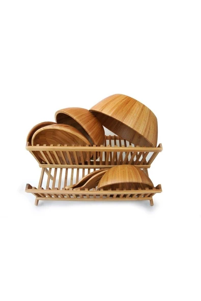 ARMESE Bambu Bulaşık Sepeti Doğal Bambu Tabaklık Bulaşıklık 42 cm ürün görseli 1