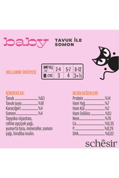Schesir Baby Tavuk Ile Somon Et Suyunda Konserve 70g ürün görseli 1