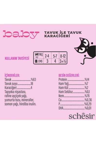Schesir Baby Tavuk Ile Tavuk Karaciğeri Et Suyunda Konserve 70g ürün görseli 1