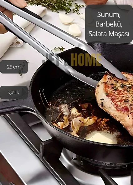 Sunum Maşası Barbekü Maşası Mangal Maşa Çelik Salata Maşası 25 cm ürün görseli 1