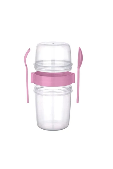 ARMESE Atıştırmalık Yemek Yoğurt Saklama Müsli Kabı Diyet Kabı Kaşıklı Çatallı Büyük Boy 1100 ml ürün görseli 1