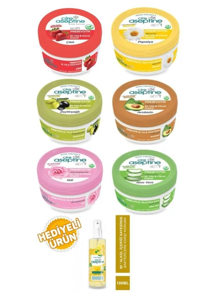 Cire Aseptine 30 Ml Karma Krem 6 Çeşit+100ml Kolonya Hediyeli ürün görseli 1