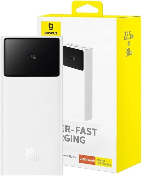Baseus Star Lord 30 W Beyaz 20000 mAh Hızlı Şarj Powerbank Outlet ürün görseli 1