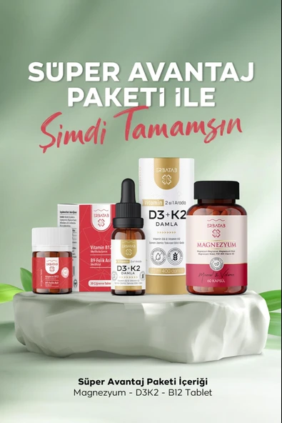 Erbatab Süper Avantaj Paketi ( D3K2, B12-B9, Magne zyum ) ürün görseli 1