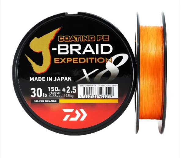 JBRAID EXPEDITION 8 BRAID 150M, SMASH ORANGE, İP MİSİNA ürün görseli 1