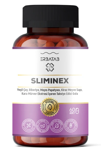 Erbatab Sliminex (Yeşilçay - Biberiye - Mayıs Papa tyası - Kiraz Sapı Ekstresi) 60 Kapsül ürün görseli 1