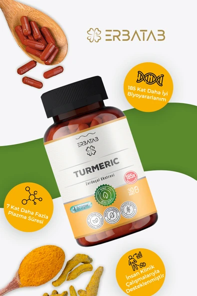 Erbatab Zerdeçal Curcumin Ekstresi 30 Kapsül Licap s® - Resim 5