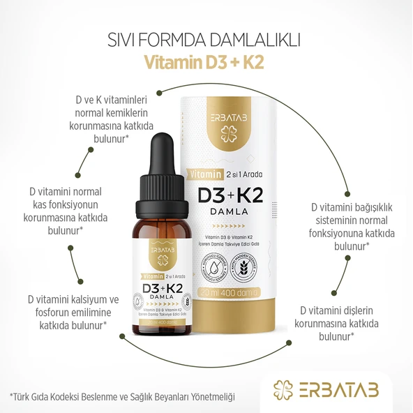 Erbatab D3 K2 20 ML ürün görseli 1