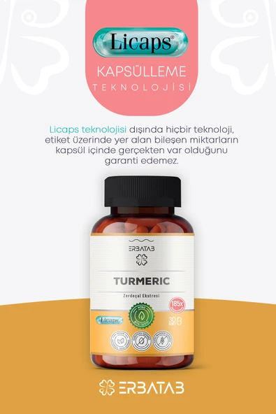 Erbatab Zerdeçal Curcumin Ekstresi 30 Kapsül Licap s® - Resim 2