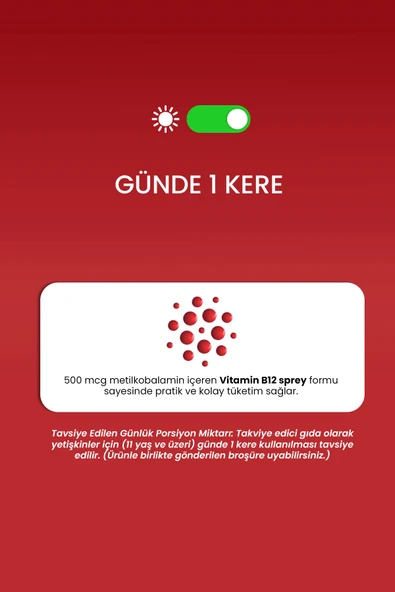 Erbatab Metilkobalamin B12 Sprey 10 ml - Resim 3