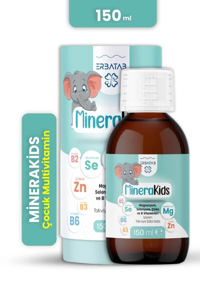 Erbatab Çocuk Multivitamin ( Magnezyum, Çinko, Sel enyum ) Minera Kids 150 ml ürün görseli 1
