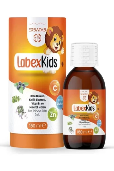 Erbatab Labex Kids Çinko Kekik Beta Glukan Karamür ver Çocuk Multivitamin Şurup 150 ML ürün görseli 1