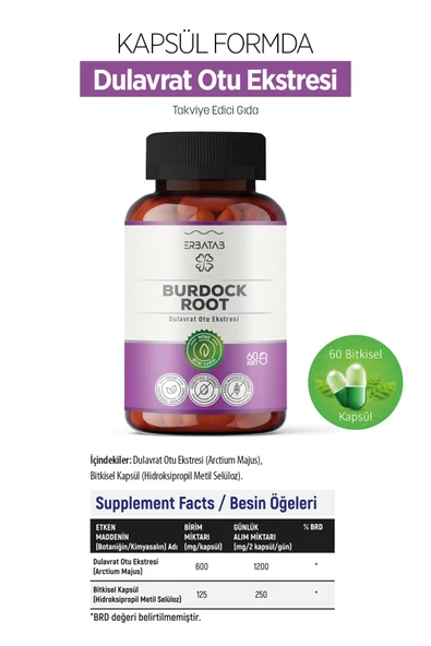 Erbatab Burdock Root Dulavrat Otu Ekstresi 60 Kaps ül - Resim 5