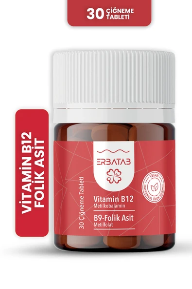 Erbatab Vitamin B12- Folik Asit B9-Metilkobalamin- Metilfolat ürün görseli 1