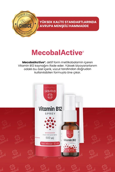Erbatab Metilkobalamin B12 Sprey 10 ml - Resim 4