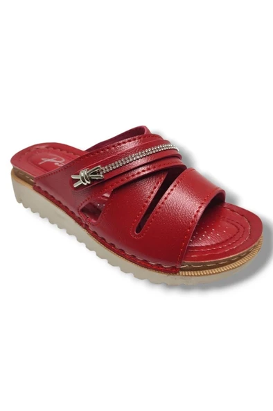 Perla 3001-25 Deri Anatomik Soft Çapraz Bant Şerit Taşlı Kadın Terlik ürün görseli 1