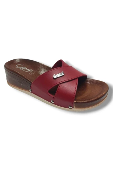 Capri 9002-25 Deri Çapraz Bant Dolgu Capri Tokalı Kadın Terlik ürün görseli 1