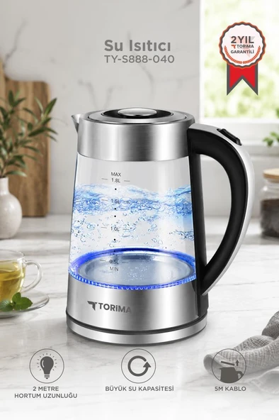 Cam Led Işıklı 1500W 1.8L Kettle Su Isıtıcı TY-S888-040 ürün görseli 1
