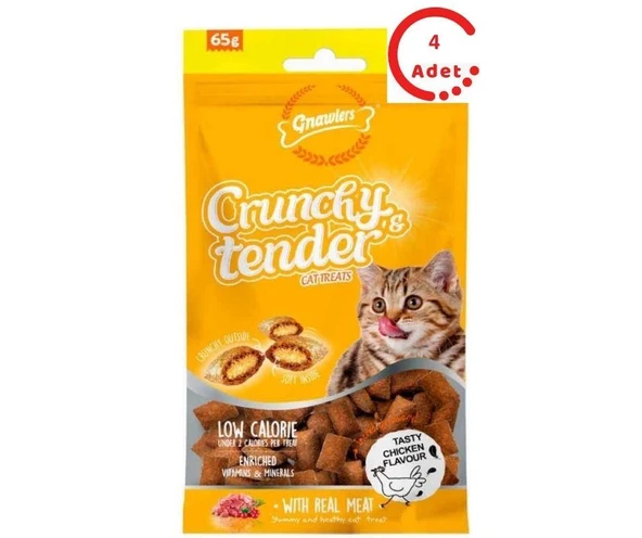 Gnawlers Kedi Ödülü Crunchy & Tender Tavuklu 65 Gr x 4 Adet ürün görseli 1