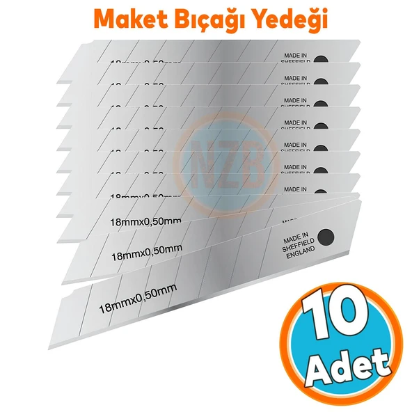 Maket Bıçağı Yedeği Ucu 0.50 mm Kalınlık x 18 mm Genişlik Bıçak Ucu Jiletİthal 10 Adet 8 Dilim ürün görseli 1