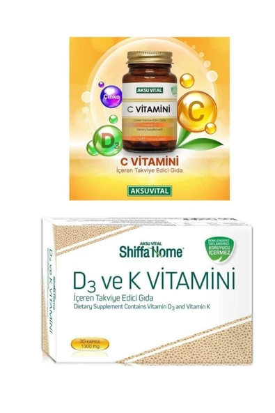 Aksu Vital C Vitamini 1250 Mg 60 Tablet & D3 Ve K Vitamini 1300mg 30 Kapsül ürün görseli 1