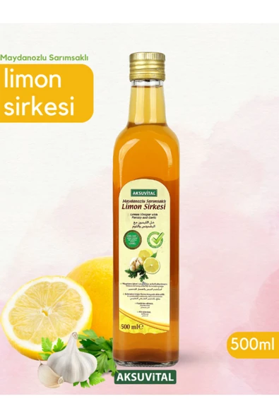 Aksu Vital Maydanozlu Sarımsaklı Limon Sirkesi 500 ml Katkısız %100 Doğal ürün görseli 1