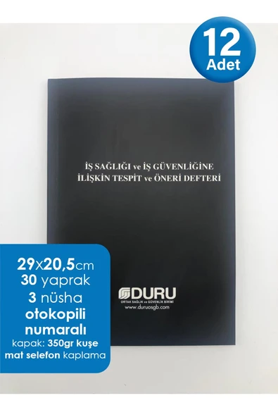 DURU OSGB İş Sağlığı ve Güvenliği Defteri Otokopili - 12 Adet ürün görseli 1