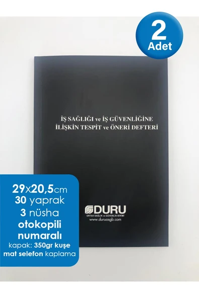 DURU OSGB İş Sağlığı ve Güvenliği Defteri Otokopili - 2 Adet ürün görseli 1